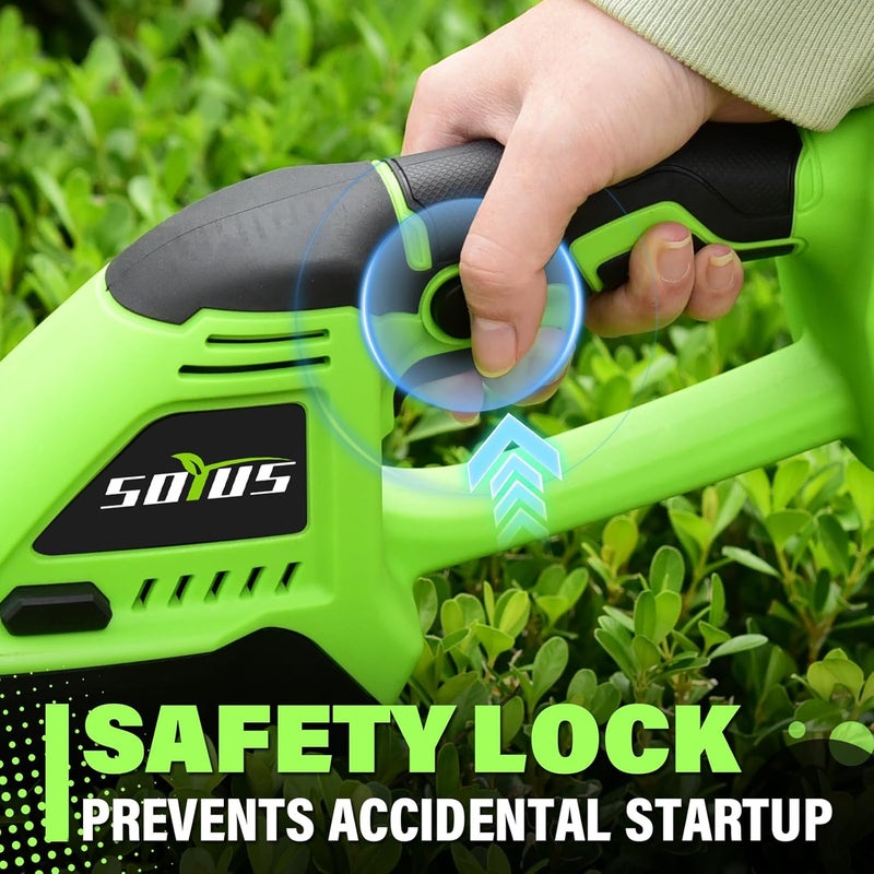 SOYUS Hedge Trimmer Cordless, 2-in-1 Handheld Hedge Trimmers, 20V Electric Grass Shear & Shrubbery Trimmer, Battery Operated Grass Cutter for Garden/Lawn with Charger and Battery - Image 3